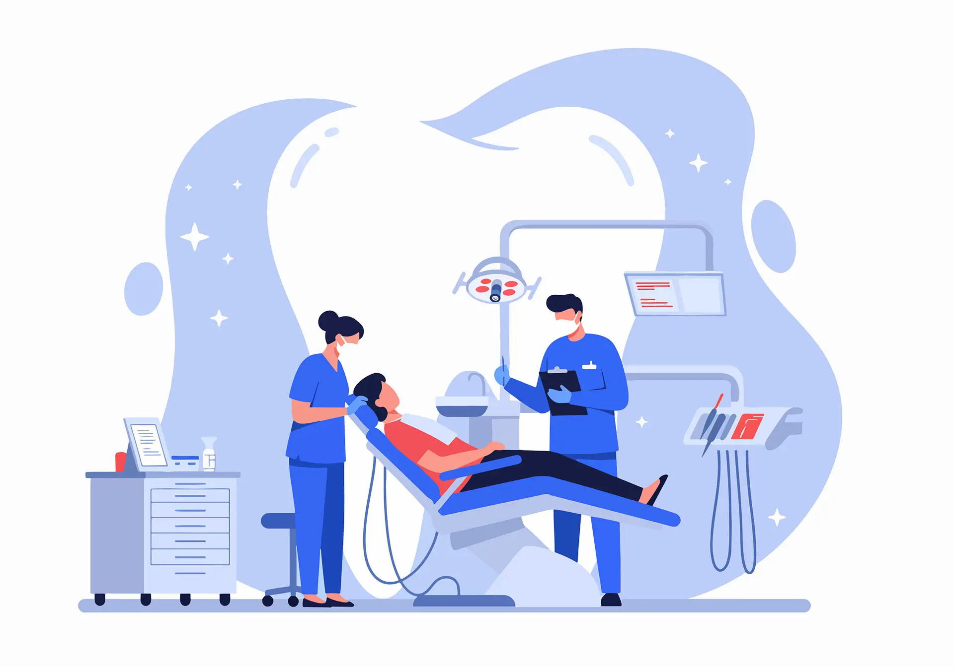 Dentists working on patient with dental AI software